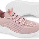 JIAFO Women's Walking Shoes, Slip on Tennis Shoes Women, Non Slip Shoes Sneakers, Casual Athletic Running Lightweight Breathable Mesh Knit (6, Pink)