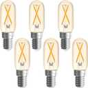 GvvooHome Dimmable T6 led Bulb 2200K Amber Warm, 2W, 25 watt Equivalent, Candelabra LED Light Bulbs, E12 Candelabra Bulb for Chandeliers, Ceiling Fan, 90+CRI 250LM, 6 Pack