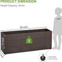 LEWIS&WAYNE Large Rectangular Block Planter Box Handmade Wicker Tall Planters for Outdoor Plants with Removable Liners Modern Planter for Indoor Outdoor Patio Deck - Brown, 36''x12''x16''
