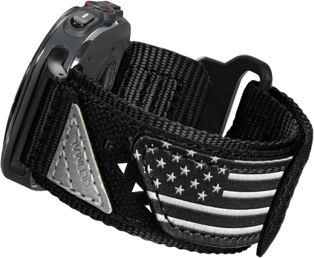 ULTIMAL Band Compatible with Samsung Galaxy Watch Ultra 47mm(2024/2025) band for Men Women, 47mm Nylon Sport Breathable Replacement Strap for Galaxy Watch Ultra (USA FLAG BLACK, L)