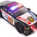 Liberty Imports Motorized Police Cruiser Kids Toy Cop Car Electric Model Rush & Rescue Vehicle 1/16 Scale with Button Activated Forward Reverse Motion, Siren Sounds and Flashing Lights