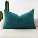 MIULEE Textured Boucle Throw Pillow Cover Teal Accent Solid Lumbar Spring Pillow Case Decorative Soft Pack of 1 Couch Cushion Chair Sofa Bedroom Livingroom Home Decor,12x20 Inch