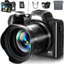 4K Digital Camera for Photography, Autofocus 56MP Vlogging Camera for YouTube/Content Creators/Travel, 16X Zoom Video Camera with 3" 180Flip Screen & Lens Hood, Gift Ideas for Teens & Beginners