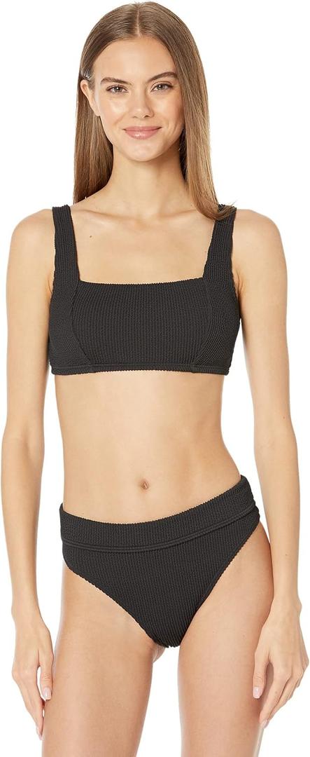 Billabong Women's Standard Summer High Square Bralette Bikini Top (X-Large, Black)