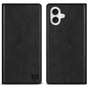 ZZXX for iPhone 16 Wallet Case with [RFID Blocking] Card Slot Stand Strong Magnetic Leather Flip Fold Protective Phone Case for iPhone 16 Case Wallet(Black-6.1 inch)