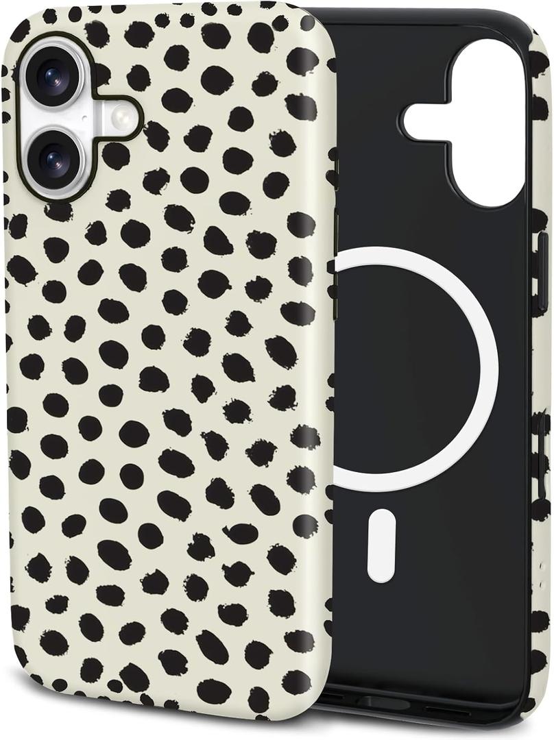 TPU Phone Case for iPhone 17, MagSafe Wireless Charging Compatible, Shockproof Slim Fit Protective Cover with Anti-Yellowing & Raised Camera Protection (Black spot, iPhone 17(6.3"))