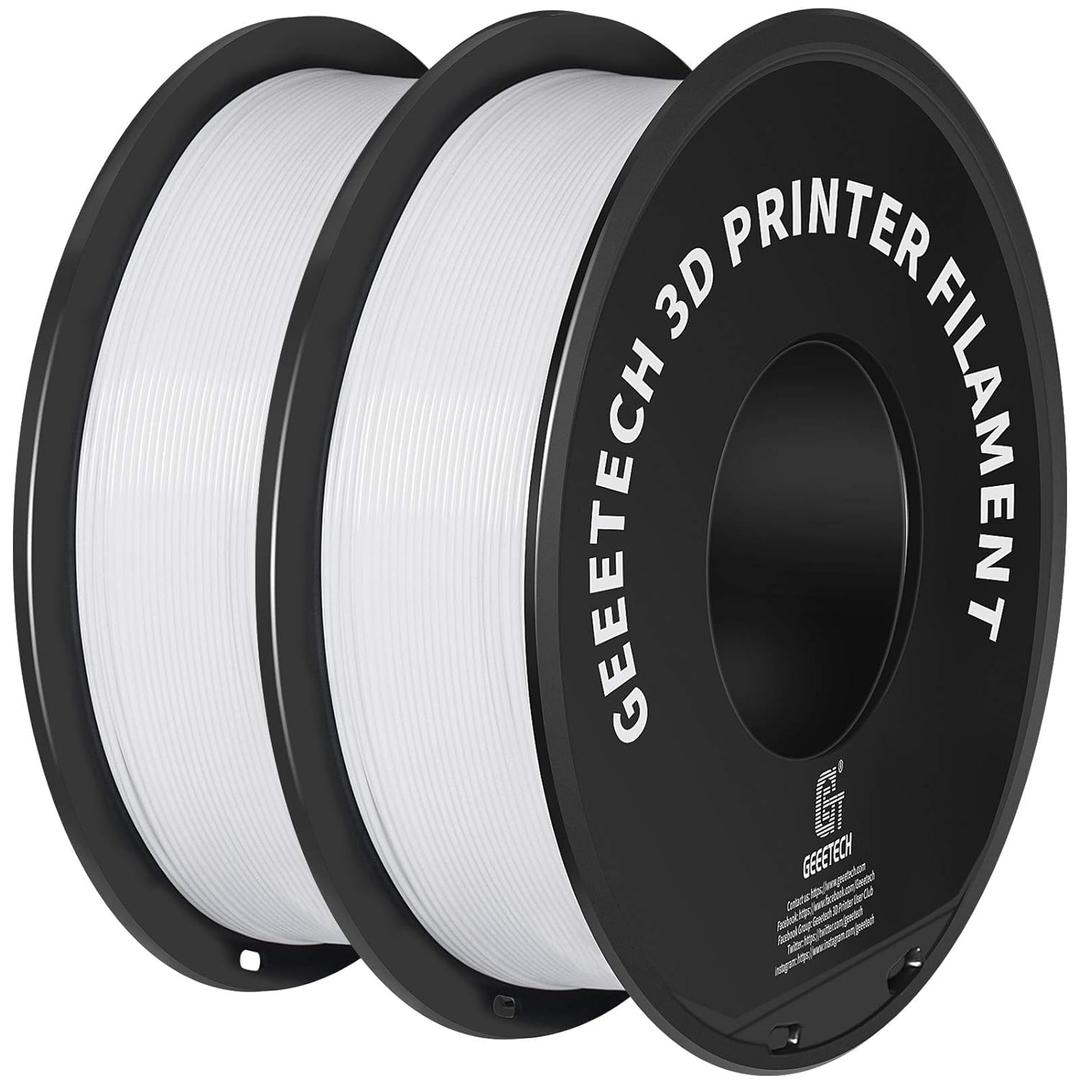 Geeetech 3D Printer Filament, PLA Filament 1.75mm Bundle 2kg for 3D Printer, Dimensional Accuracy +/- 0.02 mm (White 2-Pack)