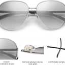 SOJOS Retro Trendy Aviator Sunglasses Women Men 90s Vintage Glasses Stylish Sunglasses SJ1216,(Silver/Silver/Black), 56