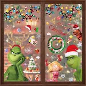 SUNWISHA Christmas Window Clings 10 PCS Reusable Double Sided Static Christmas Stickers Indoor Decor