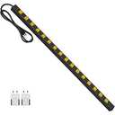 JUNNUJ Long Metal 16 Outlet Wide Spaced Garage Industrial Heavy Duty Power Strip with 6 FT Cord 15A, 125V, 1875W. Yellow
