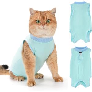 Avont Cat Recovery Suit for Surgery, Breathable Anti-Licking Onesie for Kittens, Surgical Post-Operative Protective Bodysuit, Comfortable Alternative to E-Collar -Mint (L)