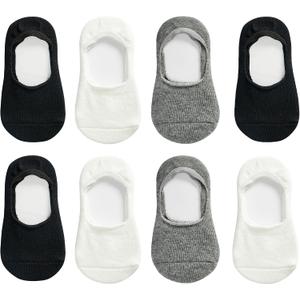 VWU Toddler Socks No Show Kids Baby Thin Cotton Socks Anti Slip Color Assorted 8 Pairs (L)