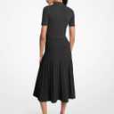 Michael Kors Women's Fit and Flare Midi Polo Dress (Black, M)