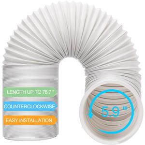 Portable Air Conditioner Hose - AC Hose with 5.9" Diameter, Anti-Clockwise Thread, Length up to 78.7" - Exhaust Hose for Portable AC Vent Compatible