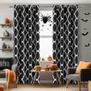 Melodieux Moroccan Printed Room Darkening Blackout Grommet Curtains for Living Room Bedroom, 52 by 84 Inch, Black (2 Panels)