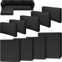 9 Piece Outdoor Patio Waterproof Cushion Covers, Fits 4-Seat Wicker Rattan Sectional Couch Chair Furniture Cover Replacement Set - Fade-Resistant Patio Cushion Covers with Zipper (25.6*25.6*3 inches-9 Pcs, Black)
