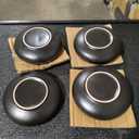 Uaral Japanese Salad Plate, Black Plates and Bowls Set, Stoneware Black Plate Set, Appetizer Plates Set of 4,5.5 inch,14 oz(Texture Matte)