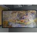 JEAWA Framed Canvas Wall Art - 20x40 IN Watercolor Landscape Painting Ready to Hang, Country Picture with Wooden House and Green Trees, Cow Art Prints for Bedroom Bathroom Home Decoration