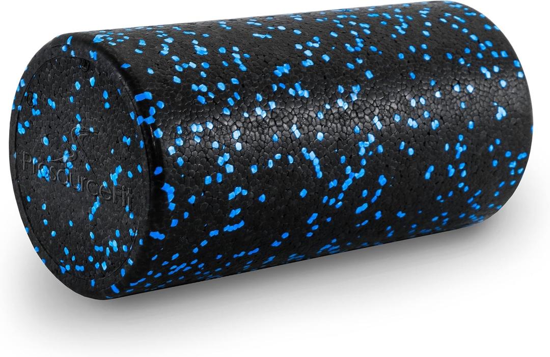 ProsourceFit High Density Foam Rollers Long, Firm Full Body Athletic Massage Tool for Back Stretching, Yoga, Pilates, Post Workout Muscle Recuperation (12"H x 6"D, Black/Blue)