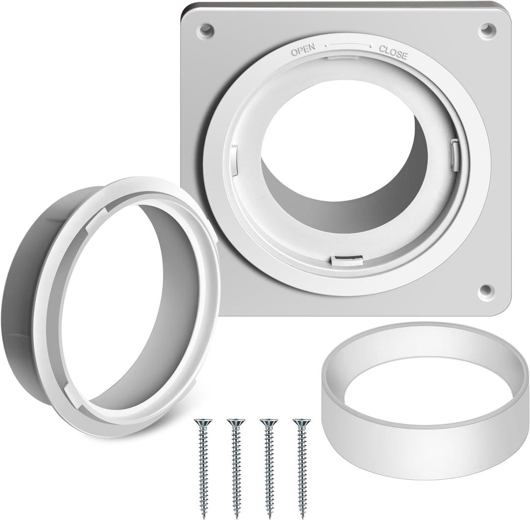 Dryer Vent Connector Kit, Dryer Vent Wall Plate with Quick Connect & Disconnect, Twist Lock Dryer Duct Connector Kit Fits 4 Inch Tubes, Covers Area 7 Inch x 7 Inch, for Dryer Washer Bathroom (No hoses)