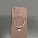 with Magnetic Invisible Stand Phone Case for iPhone 15 6.1 inches, Silicone Compatible with Magsafe Military Grade Full Camera Protection Phone Covers for Women Men(Pink)