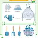 Kids Gardening Set Toys, Quality Garden Tool Kit for Kids and Toddlers, Includes Two Shovels, Garden hat,Rake, Apron,Gloves, Watering Can, and Tool Bag (Blue)