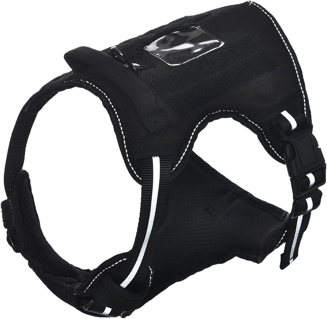 Amazon Basics No-Pull Dog Harness, Adjustable Front Clip, Escape Proof Tactical Vest, Medium, Black