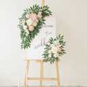 Faux Flower Swag Set of 2 for Wedding Welcome Signs Floral Swag Wedding Reception Ceremony Signs Decor (A-Pink)