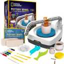 NATIONAL GEOGRAPHIC Pottery Wheel for Kids Complete Pottery Kit for Beginners, Plug-in Motor, 2 lbs. Air Dry Clay, Sculpting Clay Tools, Apron & More, Patented Design, Craft Kit