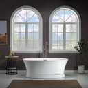WOODBRIDGE 59"Freestanding White Acylic Soaking Bathtub with Matte Black Drain and Overflow,B1536-MB