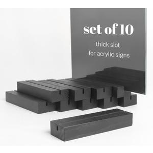 10 Pack Black Wood Place Card Holder - Events Party Tabletop Sign Holder - Table Place Cards - Table Sign Stand - Stands for Name Cards for Wedding, Party, Birthday. (Thick Slot 10pcs Black Wood)
