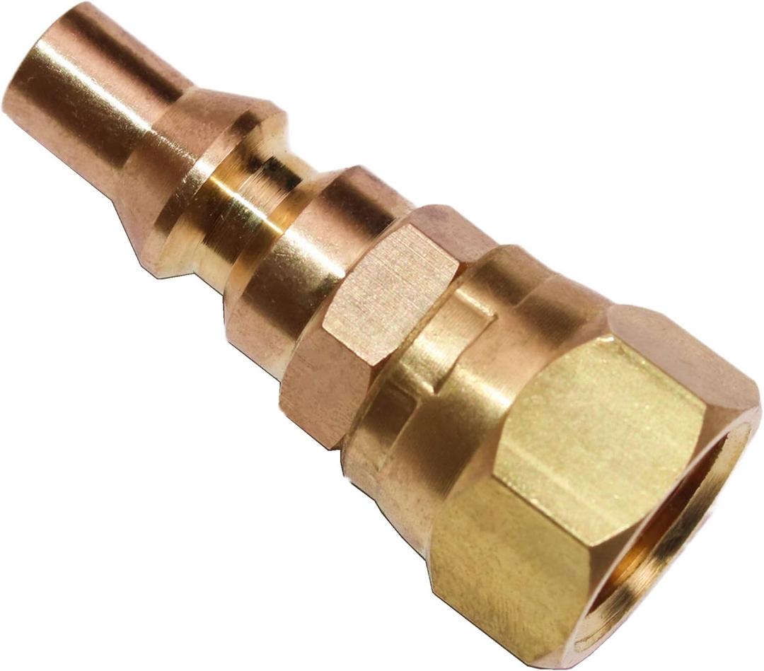 DOZYANT 1/4'' RV Propane Quick Connect Fittings for Connecting Low Pressure Gas Appliance Heater Grill Fire Pit and RV Quick Connect, 1/4" quick key connect plug x 3/8" Female Flare