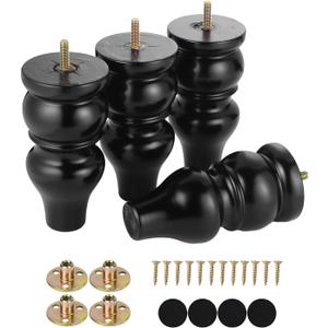 Maricome 6 Inch Replacement Sofa Legs Pre-drilled M8 Bolt Wood Furniture Legs Set of 4 Couch Legs High Polish Modern Mid Century Screw in