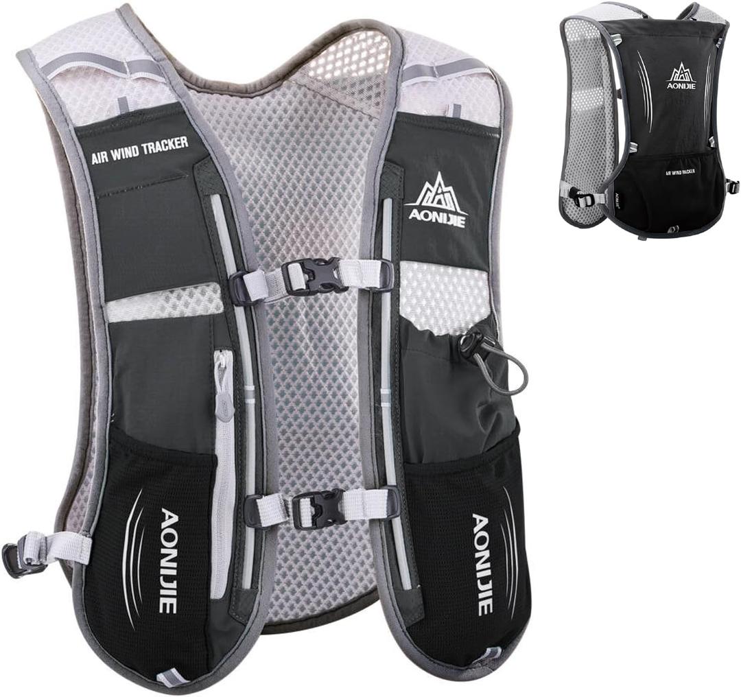 TRIWONDER Hydration Running Vest Backpack, Lightweight Water Pack for Men Women Hydration Backpack for Trail Race, Hiking, Cycling, Climbing, Camping, Jogging, Marathon (01 Black 5L - Only Vest)