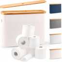 LONBET Toilet Paper Storage for 12 Rolls, Stackable & Foldable - The Ultimate Bathroom Organizer - Waterproof Basket with Bamboo Lid - Elegant Toilet Paper Storage Holder