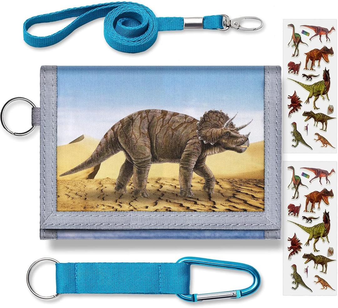 TATAANTY Kids Wallet for Boys Girls Ages 6-18 Trifold, Toddler Wallet for Boys, Novelty Wallet for Childrens Birthday Gifts Dinosaur