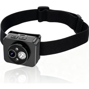 Mini Head Mounted Action Camera with Light, 2MP 1080P 45 Adjustable Headlamp Headlight Body Camera, Gesture Control Light Wearable Camcorder