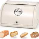 SOUJOY Countertop Bread Box, Bread Container for Kitchen, Vintage Metal Roll Top Bread Storage Holder, 1950s Farmhouse Rustic Baking Dispenser Bin for Dry Food Save, 11.8" L x 10" W x 6.7" H