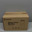 Ruckae 16oz Juice Bottles,Ribbed Glass Juicing Bottles with Lids,Smoothie Cup Lids and Straws,Water Bottle Mason Jar Drinking Glasses for Juicing,Smoothies,Kombucha (Clear-8 pack) (Transparent with Stripe)