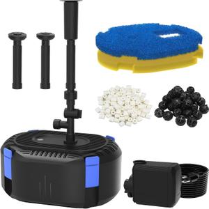 AquaMiracle All-in-One Koi Pond Filters for Outdoor Ponds 500-750 Gal, Pond Fountain Pump with 3 Spray Patterns, Fountain Kit with 850GPH Water Pump for Garden, Water Feature, Bird Baths