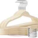 Kids Hangers 50 Pack,14 Inch Kids Velvet Hangers Slim & Space-Saving,Baby Clothes Hangers with 360 Swivel Hook,Heavy Duty Hanger for Infant & Childrens Coats, Pants,and Dress(Beige)