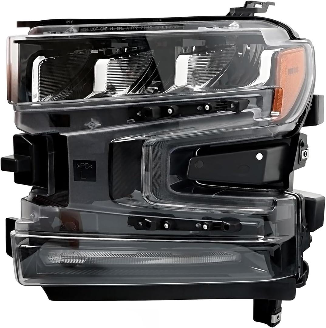 LED Headlight for Chevy Silverado 1500 LT WT RST LTZ 2019 2020 2021, Replace 84621850 GM2502497, Turn Signal Front Left Driver Side, Head Light Assembly W/Bulbs