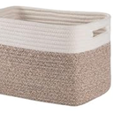 2 Pack Storage Baskets for Organizing, Woven Baskets for Shelves - Perfect for Toys, Books, Towels, and Clothes, Durable Gift Basket Bins Toy Storage, 15.7''Lx11.8''Wx7.8''H, Brown & White