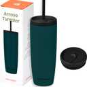 Retrospec Arroyo Stainless Steel Tumbler with Lid and Straw - Reusable Insulated Tumbler Cup - Iced Coffee Travel Mug - Double Walled Thermal Tumblers, 24 oz.