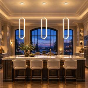 Ring Dimmable Pendant Lighting Adjust LED Mini Chandelier Ceiling Light Fixtures for Kitchen Island Dining Room Living Room Bedroom Hallway Silver, 20in x 9.8in x 70in