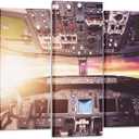 KREATIVE ARTS - Large Canvas Wall Art Prints Airplane Interior Cockpit View Inside the Airliner Painting 5 Pieces Large Framed Canvas Art Sunny Skye Picture Artwork for Home Office Decoration (Medium Size 40x24inch)
