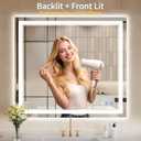 36"x40" LED Bathroom Mirror with Lights, Anti-Fog, Backlit + Front Lit, Dimmable, Led Vanity Mirror for Wall, Lighted Bathroom Mirror, 3 Colors, Shatter-Proof Tempered Glass
