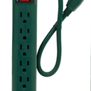 Clear Power 2-Pack 6 Outlet Power Strip with 1.5 ft Short Cord, Straight Plug, 3-Prong Grounded, Green, for Holiday, Home and Office, DC3S-00212P-DC