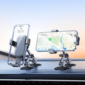 DICMKY Car Phone Holder Mount for Various Dashboards, 360°Rotating Gravity Phone Holders for Your Car with Metal + Sticky Base, Universal Accessories Clamp Cell Phone Automobile Cradles for iPhone GPS