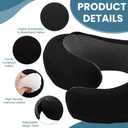 Travel Pillow - Hooded Neck Pillow for Travel, Airplane Neck Pillows Stowable Hood, Memory Foam Head Chin Support Pillows for Office/Airplane/Car(Color:Black)